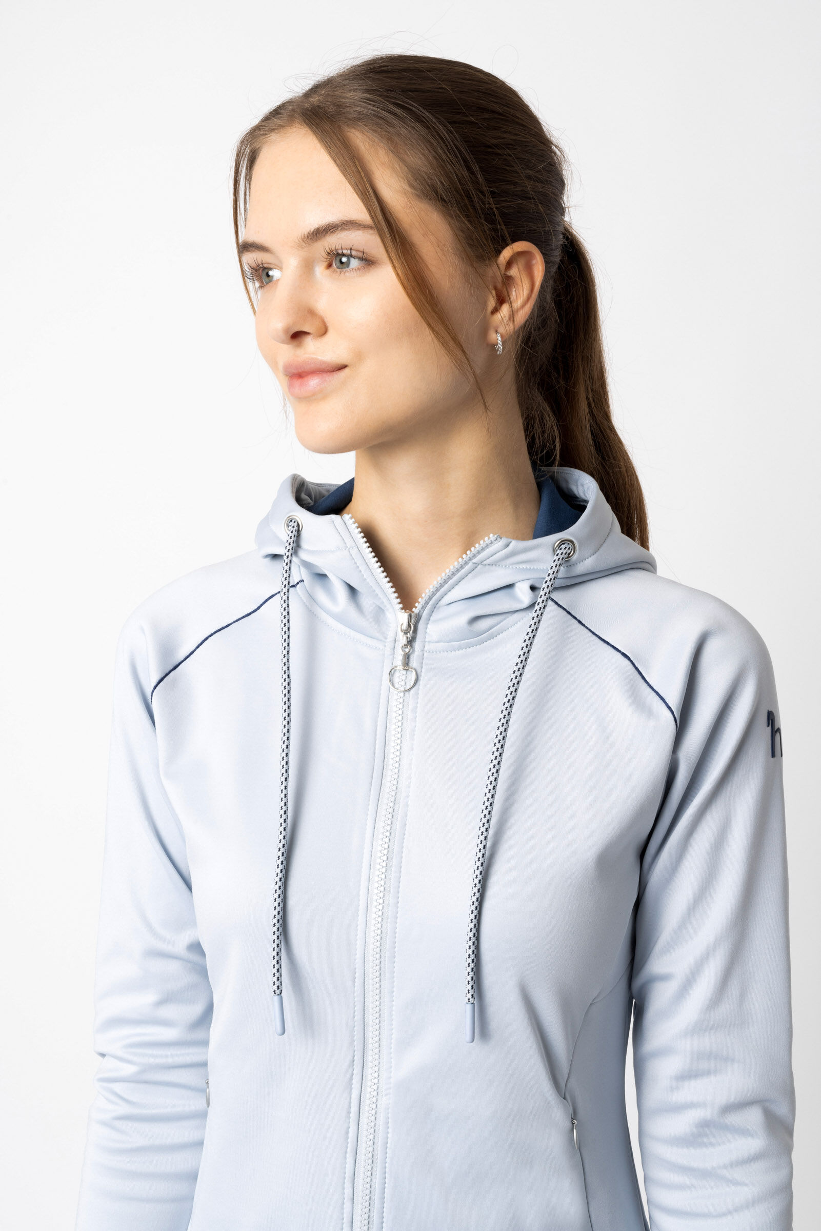 Women's zippered sweatshirt with hood top