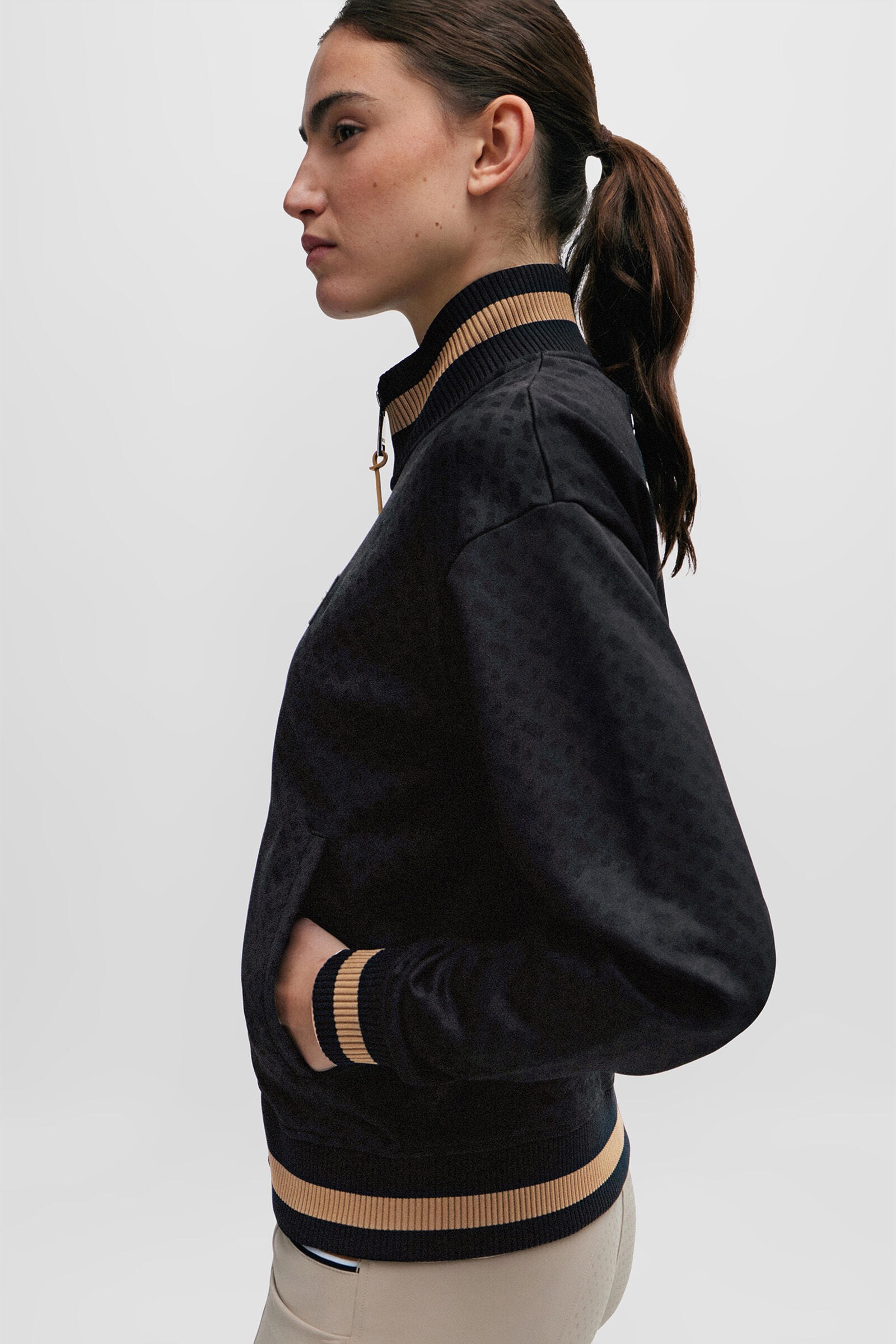Boss Nila Monogram Bomber Sweat Jacket horze.ie