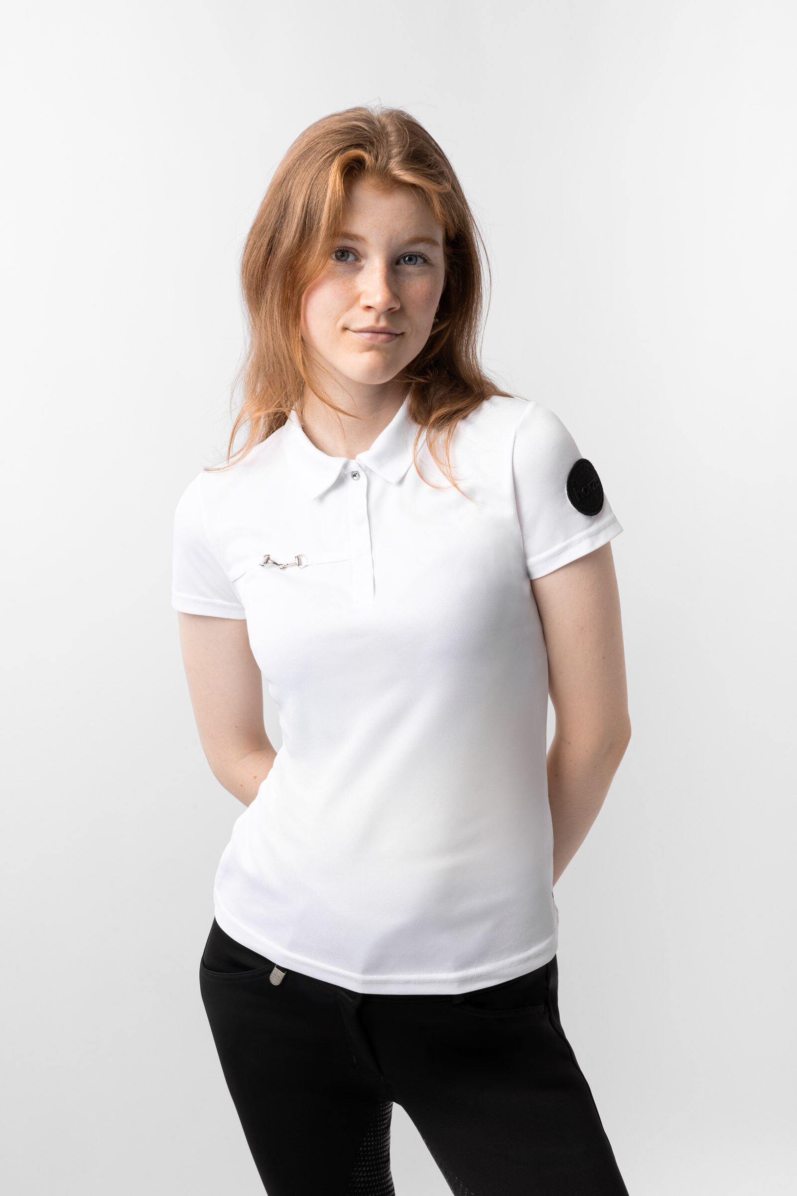 Women's white short sleeve polo shirt on sale